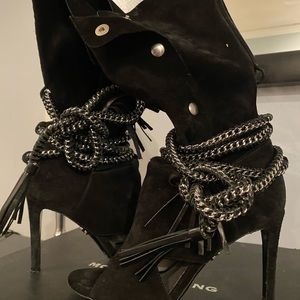 Monika Chiang Black Soft Suede Pull-Up Boots